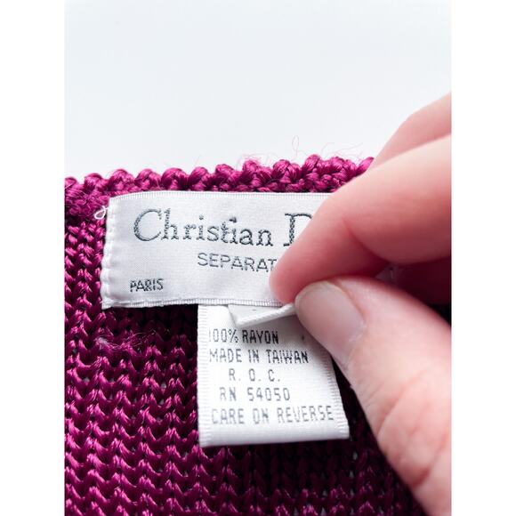 Women's Vintage 80s Christian Dior Separates Slouchy Short Sleeve Sweater Size M - Picture 3 of 8